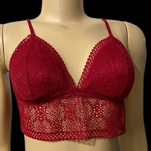 Victoria’s Secret crochet Lace Lightly Lined Wire free long bralette bra Large - Picture 9 of 9